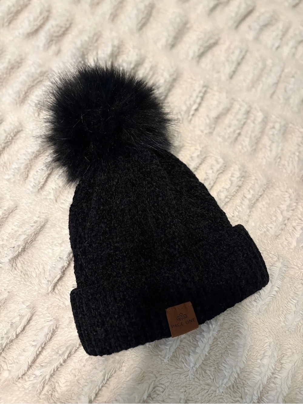 Black Pom Beanie Hat